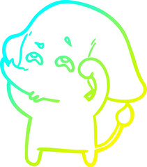 cold gradient line drawing cartoon elephant remembering