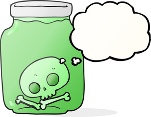 thought bubble cartoon jar with skull