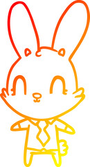 warm gradient line drawing cute cartoon rabbit in shirt and tie