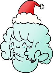 christmas gradient cartoon of kawaii ghost