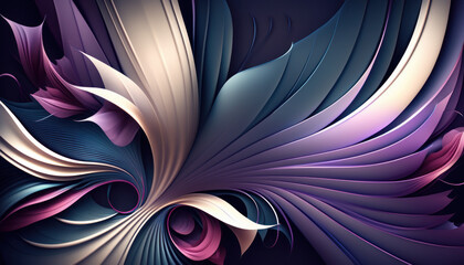 Purple and white wispy abstract background created with Generative AI technology