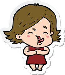 sticker of a cartoon girl pulling face