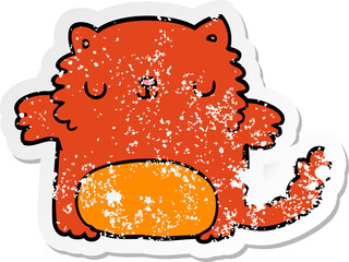 distressed sticker of a cartoon cat