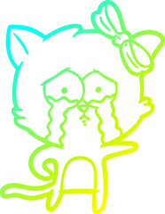 cold gradient line drawing cartoon cat