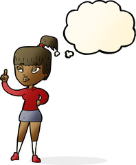 cartoon attractive girl with idea with thought bubble