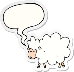 cartoon sheep and speech bubble sticker