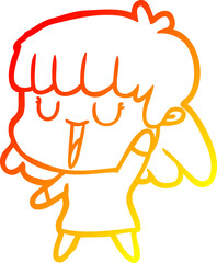 warm gradient line drawing cartoon woman