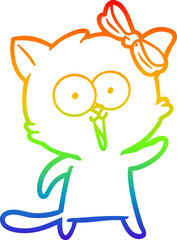 rainbow gradient line drawing cartoon cat