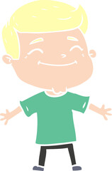 happy flat color style cartoon man with open arms