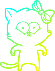 cold gradient line drawing cartoon cat