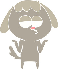 flat color style cartoon bored dog