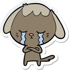sticker of a cartoon crying dog
