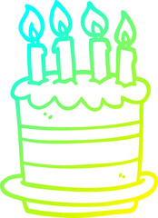 cold gradient line drawing cartoon birthday cake