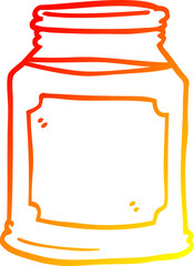 warm gradient line drawing cartoon liquid in a jar