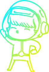cold gradient line drawing cartoon astronaut