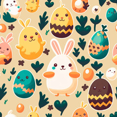 Seamless Easter pattern, cartoon, kids, Easter bunny