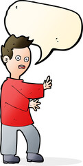 cartoon shocked man with speech bubble