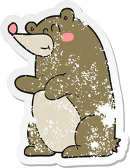 retro distressed sticker of a cartoon bear