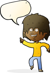 cartoon happy boy with speech bubble