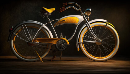 Fototapeta na wymiar old yellow bicycle