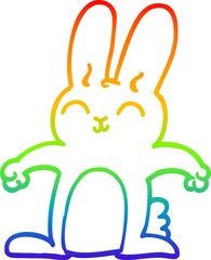 rainbow gradient line drawing happy cartoon rabbit