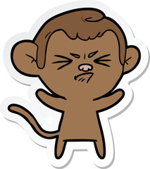 sticker of a cartoon annoyed monkey