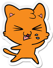 sticker of a cartoon hissing cat