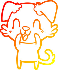 warm gradient line drawing laughing cartoon dog