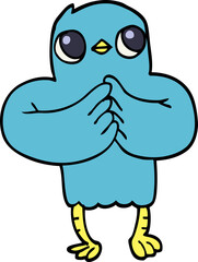 hand drawn doodle style cartoon bird with plan