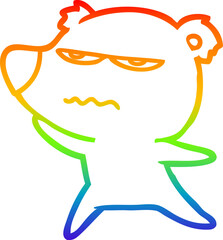 rainbow gradient line drawing angry bear cartoon