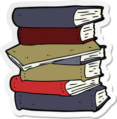 sticker of a cartoon pile of books