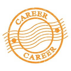 CAREER, text written on orange  postal stamp.