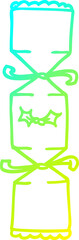 cold gradient line drawing cartoon christmas cracker