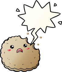 cartoon biscuit and speech bubble in smooth gradient style