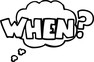 thought bubble cartoon when? word