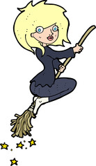 Obraz premium cartoon witch riding broomstick
