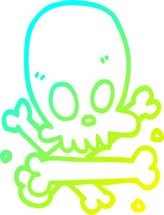 cold gradient line drawing cartoon skull and bones