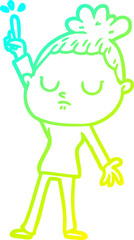 cold gradient line drawing cartoon calm woman