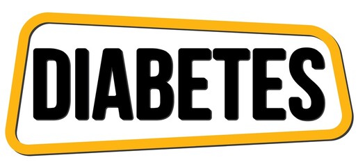 DIABETES text on yellow-black trapeze stamp sign.