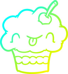 cold gradient line drawing funny cupcake