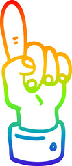 rainbow gradient line drawing cartoon pointing hand