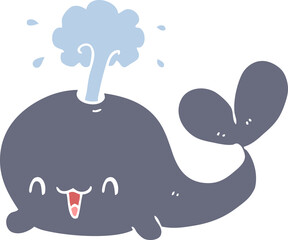 flat color style cartoon whale