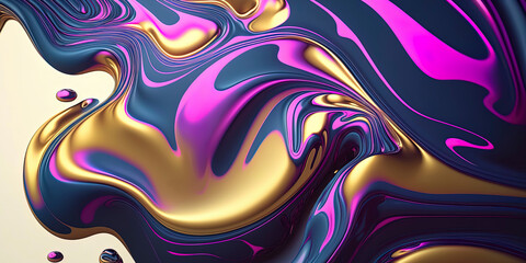liquid chrome surface with pastel gradient holographic reflection abstract background created by generative ai