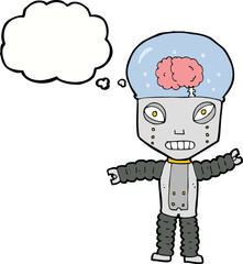 Obraz na płótnie Canvas cartoon future robot with thought bubble