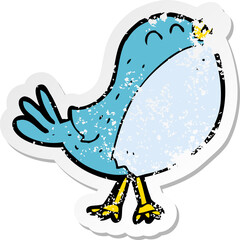 retro distressed sticker of a cartoon singing bird