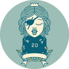 human rogue with natural 20 dice roll illustration