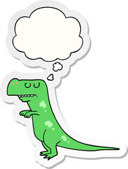 cartoon dinosaur and thought bubble as a printed sticker