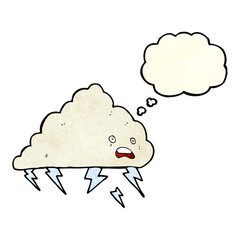 cartoon thundercloud with thought bubble