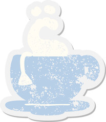 steaming cup of tea grunge sticker