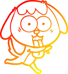warm gradient line drawing cute cartoon dog